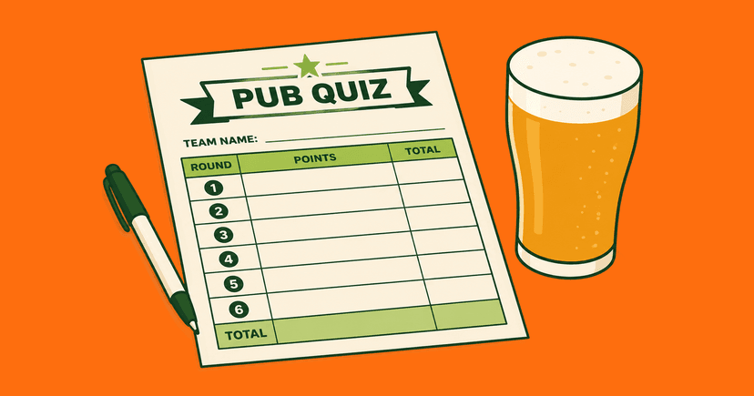 Pub Quiz Scorecard